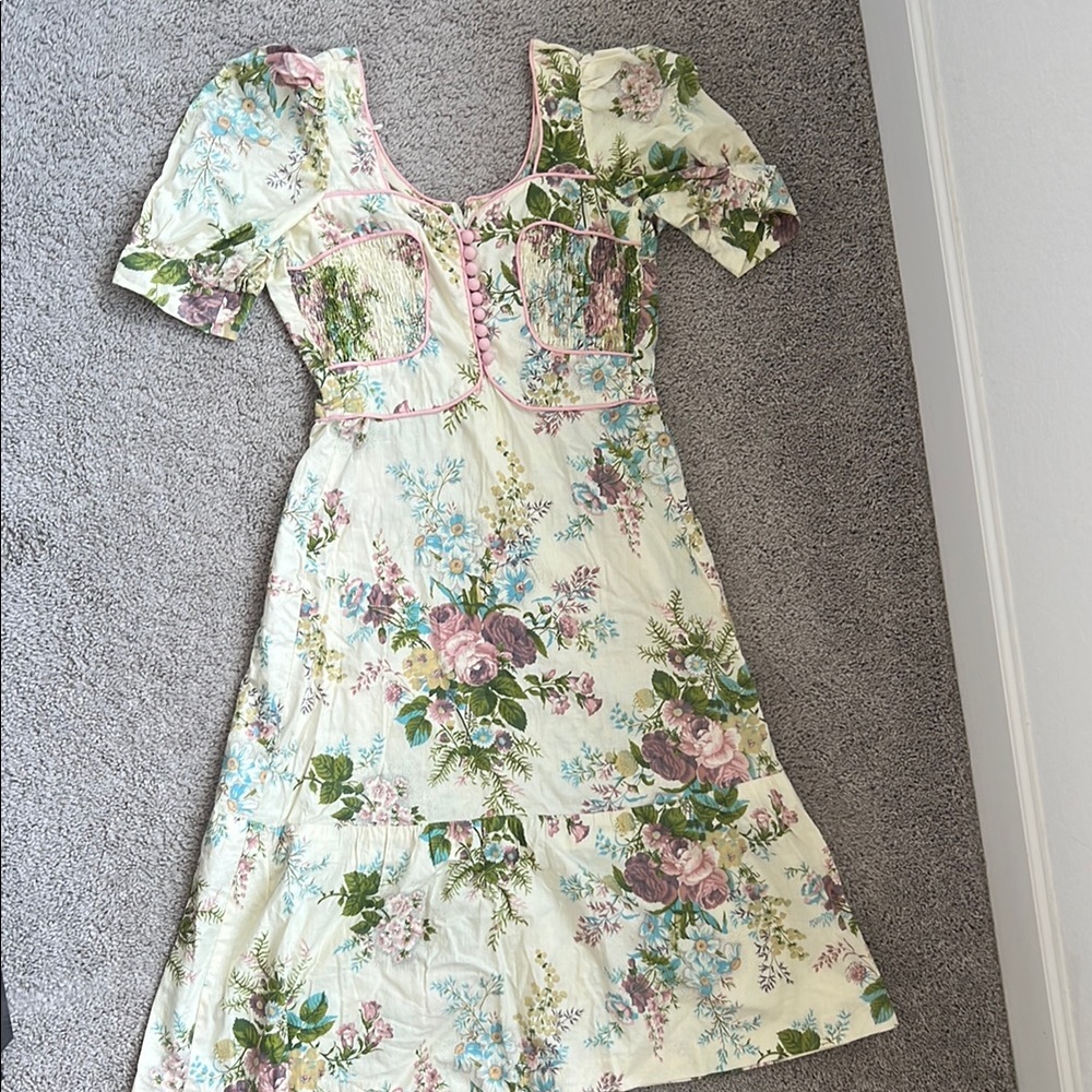 Vintage 1970s Young Innocent Floral Print Cottage Core Dress